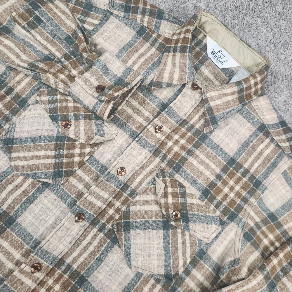 Vintage Woolrich Flannel‎ Shirt Mens Large 70s 80s Plaid Wool Workwear Made USA
